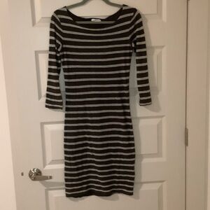 James Perse Gray Cotton Striped Dress Size 1